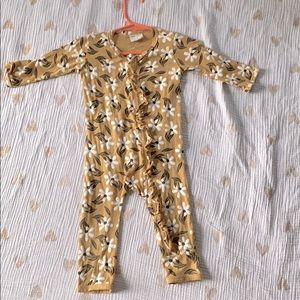 Ruffle Zip Romper in Mustard Floral